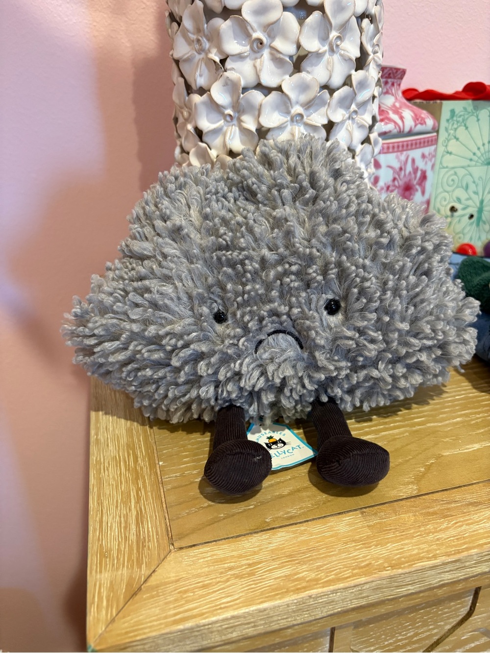 Jellycat Gray Fuzz Cloud Plush with Brown Legs
